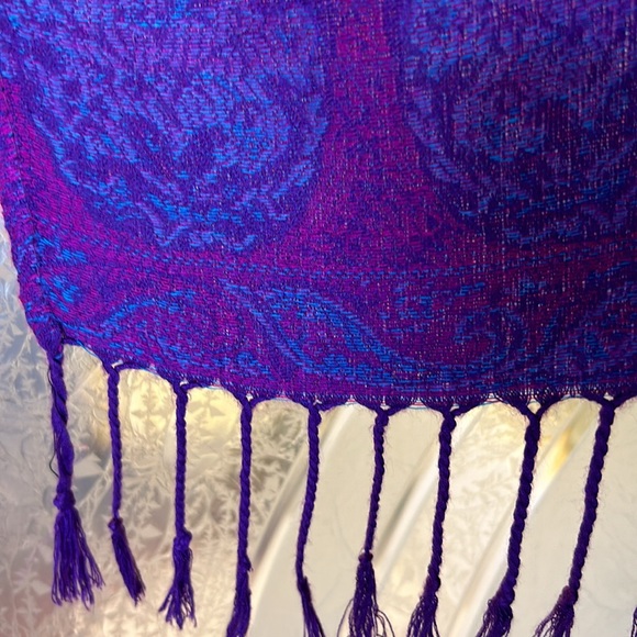 Vintage 💯 Cashmere Pashmina-6ft Long 13" Wide - Picture 8 of 9